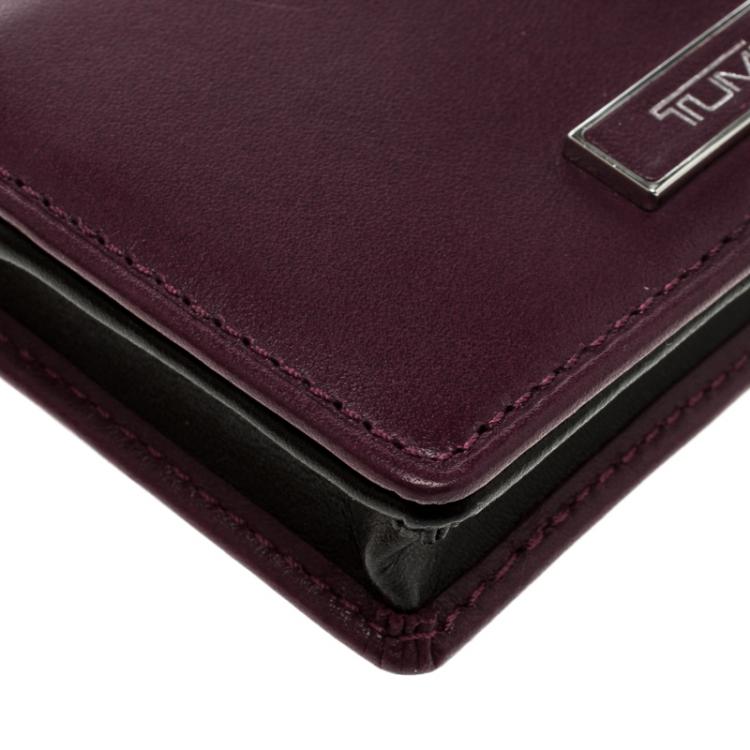 Pre Owned Tumi Burgundy Leather Card Case 