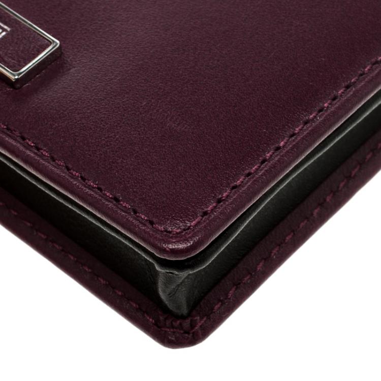 Pre Owned Tumi Burgundy Leather Card Case 