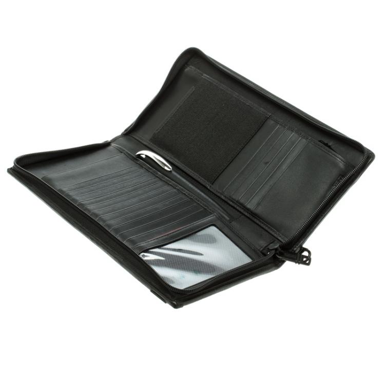 Pre Owned Tumi Black Nylon Zip Around Travel Organizer Wallet