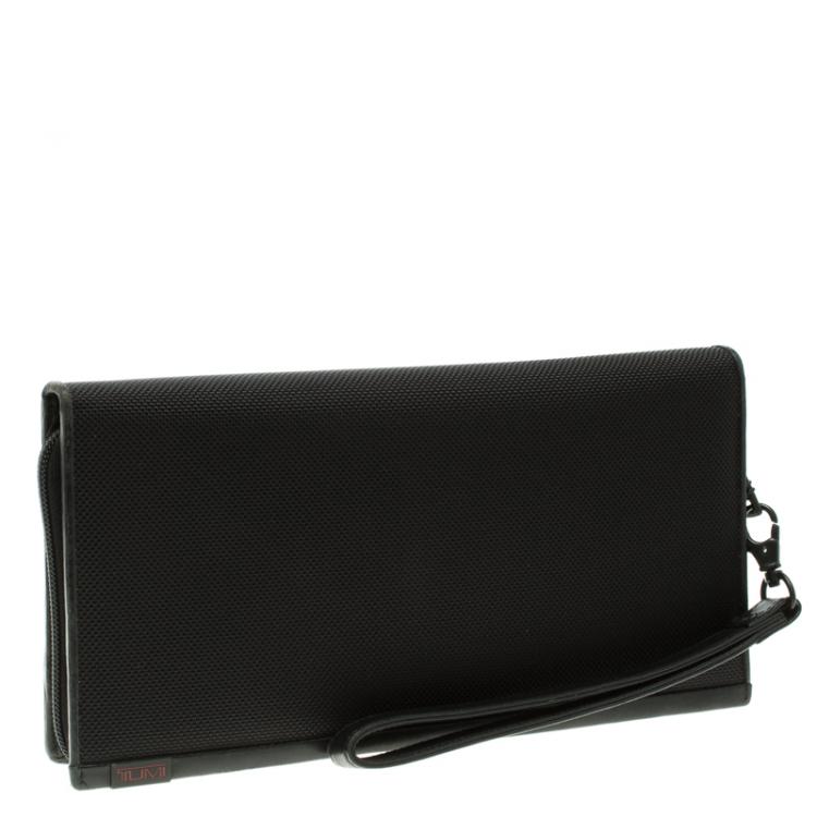 Pre Owned Tumi Black Nylon Zip Around Travel Organizer Wallet