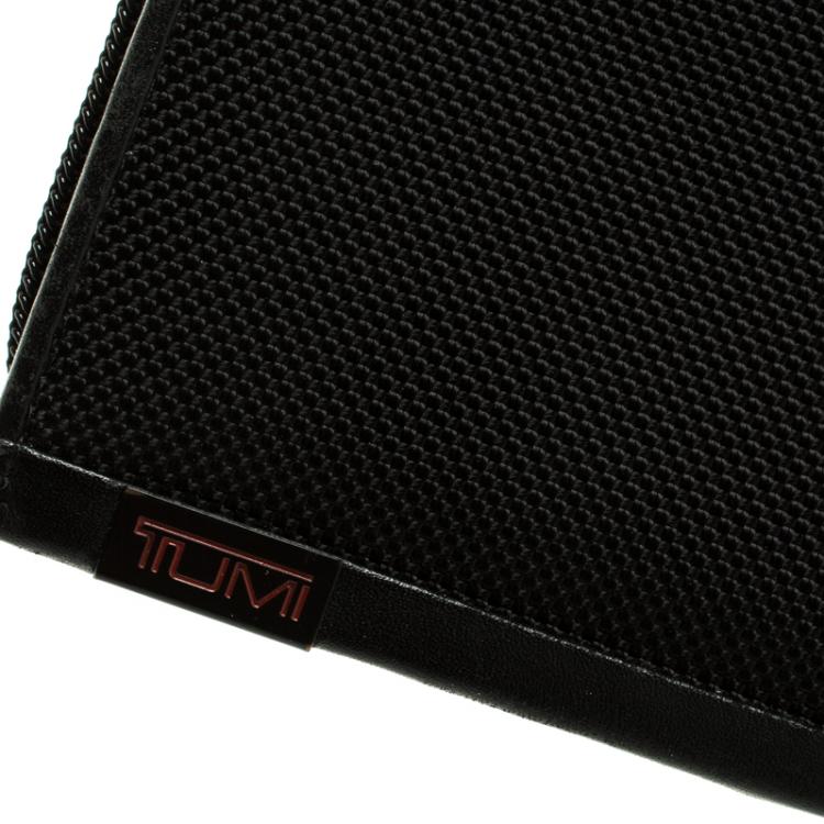Pre Owned Tumi Black Nylon Zip Around Travel Organizer Wallet