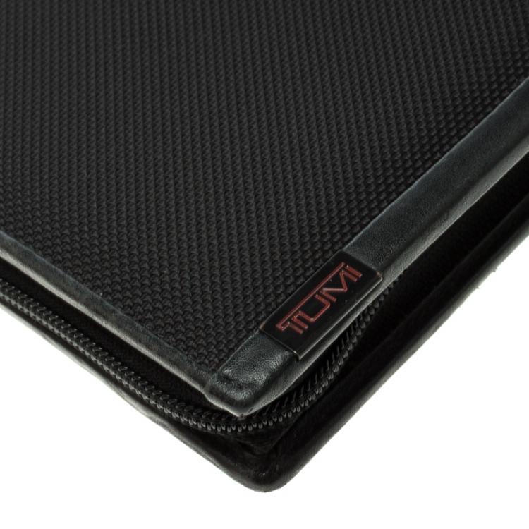 Pre Owned Tumi Black Nylon Zip Around Travel Organizer Wallet