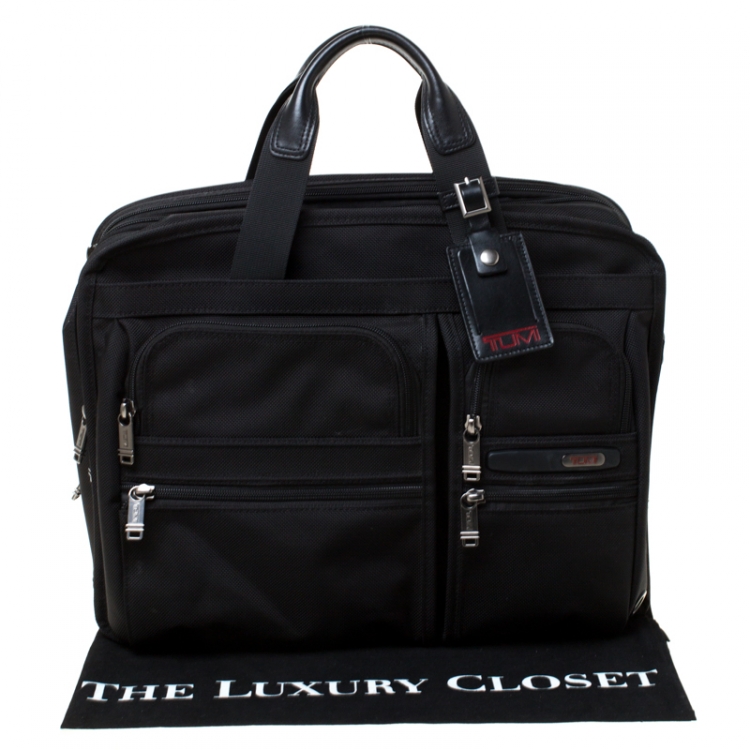 Pre Owned Tumi Black Nylon Alpha T-Pass Expandable Laptop Briefcase