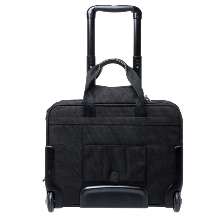 Pre Owned Tumi Black Canvas Alpha Compact Wheeled Brief Trolley