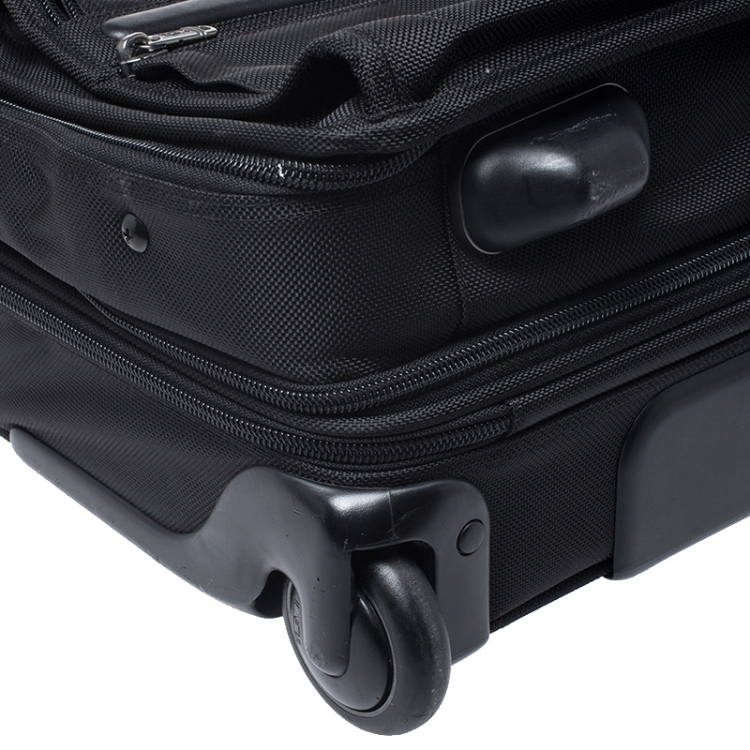 Pre Owned Tumi Black Canvas Alpha Compact Wheeled Brief Trolley
