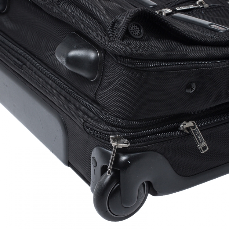 Pre Owned Tumi Black Canvas Alpha Compact Wheeled Brief Trolley