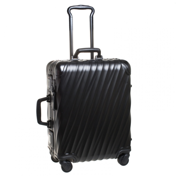 Pre Owned TUMI Black Aluminum 4 Wheel Short Trip Packing Case 19 Degrees Luggage 55