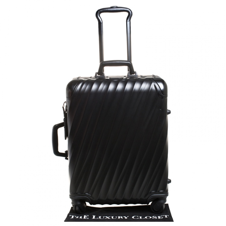 Pre Owned TUMI Black Aluminum 4 Wheel Short Trip Packing Case 19 Degrees Luggage 55