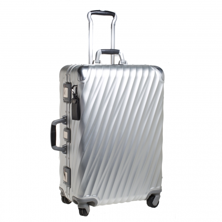 Pre Owned TUMI Silver Aluminum 4 Wheel Short Trip Packing Case 19 Degrees Luggage 65