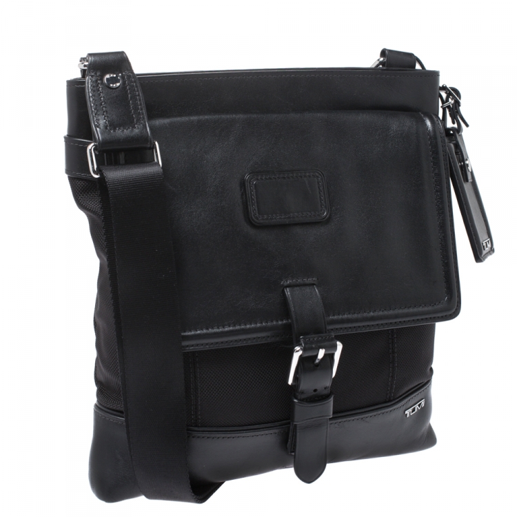 Pre Owned TUMI Black Nylon and Leather Messenger Bag