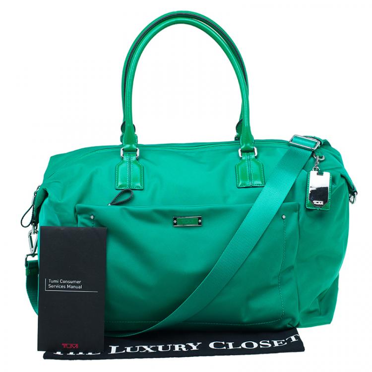 tumi green luggage