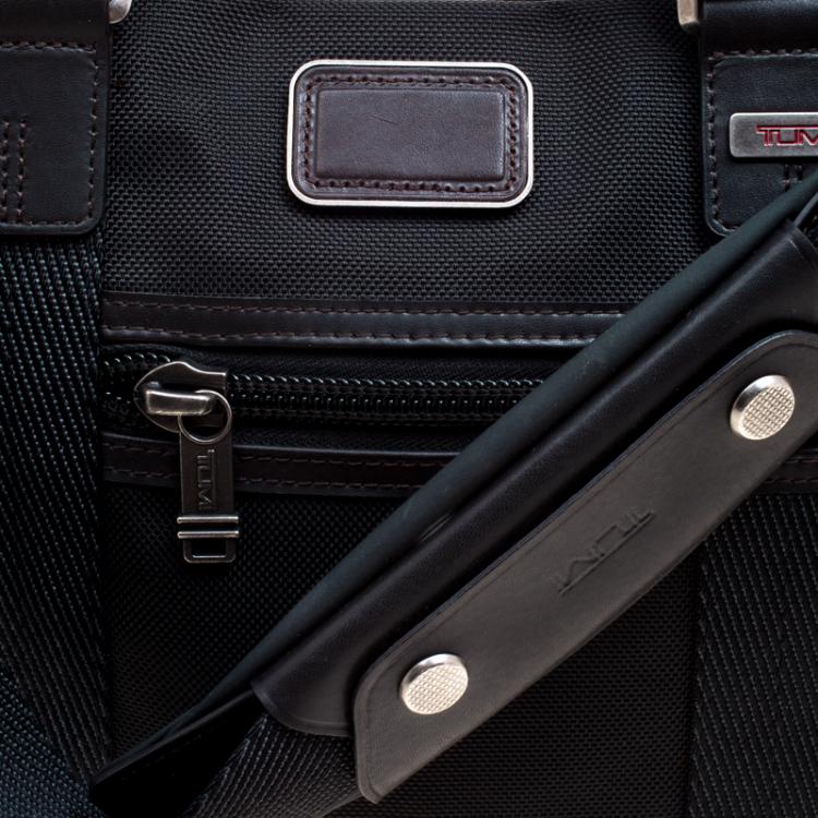 Pre Owned Tumi Black Canvas and Leather Alpha Bravo Earle Compact Brief