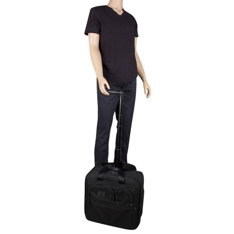 Pre Owned Tumi Black Nylon Alpha Two Wheel Deluxe Brief Luggage