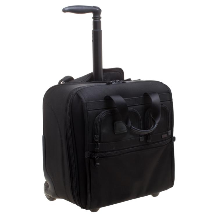 Pre Owned Tumi Black Nylon Alpha Two Wheel Deluxe Brief Luggage