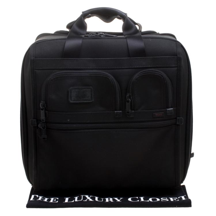 Pre Owned Tumi Black Nylon Alpha Two Wheel Deluxe Brief Luggage