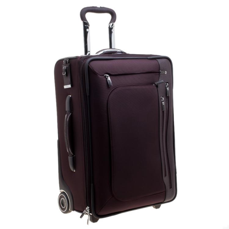 Pre Owned Tumi Burgundy Nylon Arrive De Gaulle International 2 Wheeld Carry-On Luggage