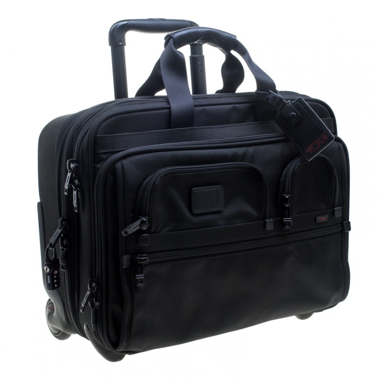 Pre Owned TUMI Black Nylon Two Wheel Alpha Brief with Laptop Case 
