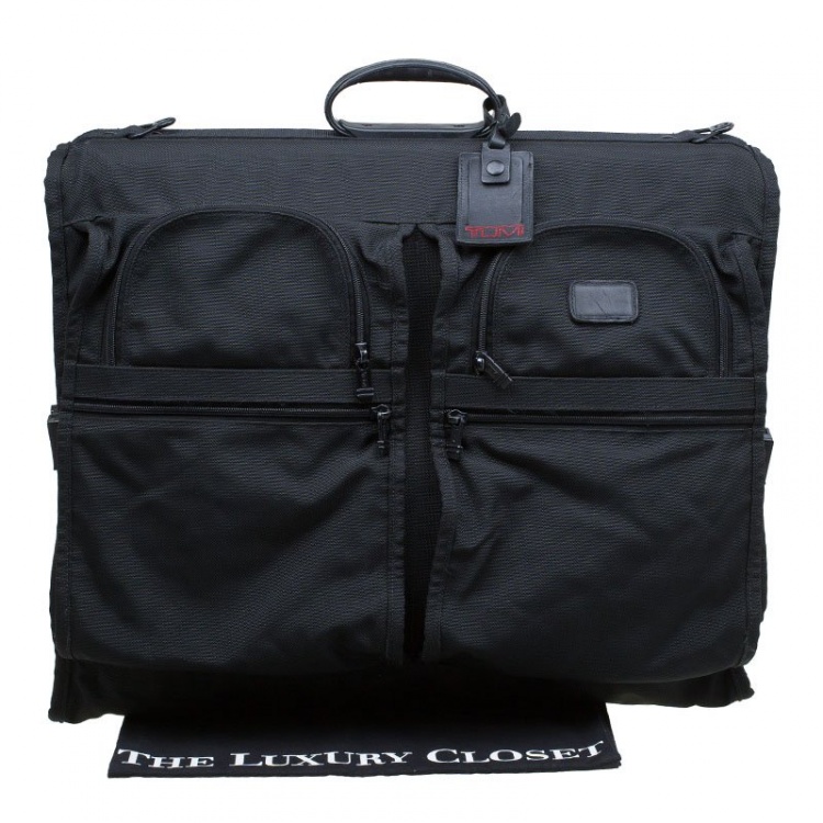 Pre Owned Tumi Black Nylon Tri Fold Garment Luggage Travel Bag