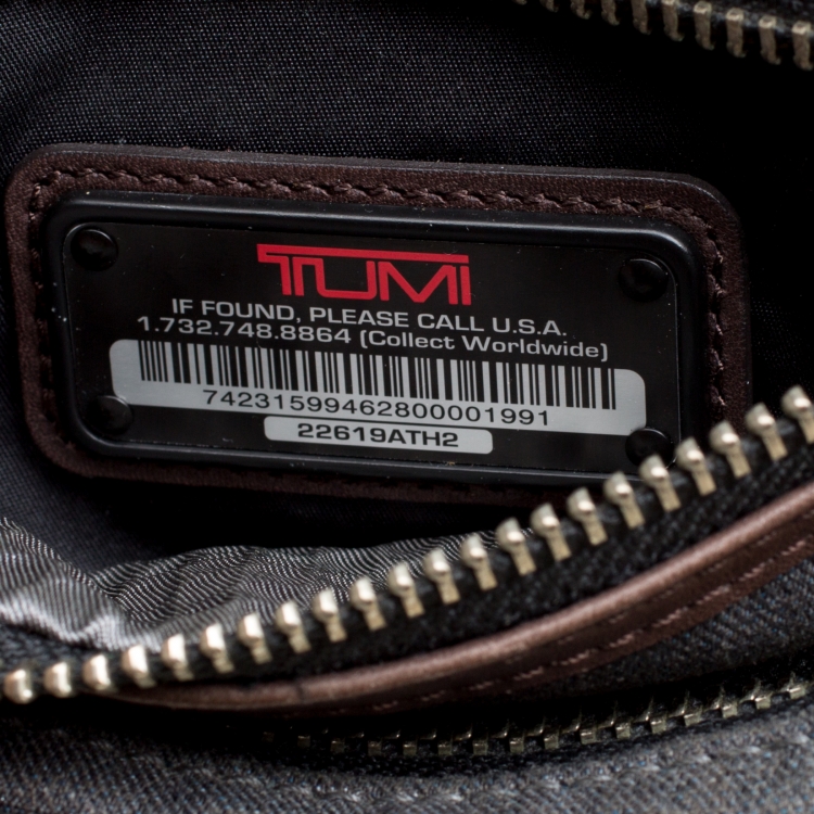 Pre Owned Tumi Grey Denim Laptop Briefcase Bag