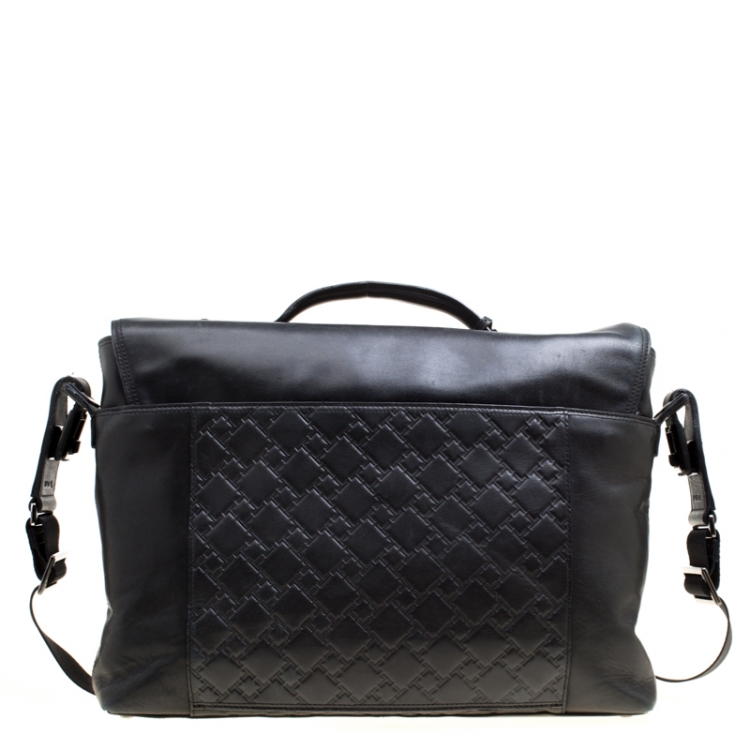 Pre Owned TUMI Black Leather Ticon Slim Flap Briefcase