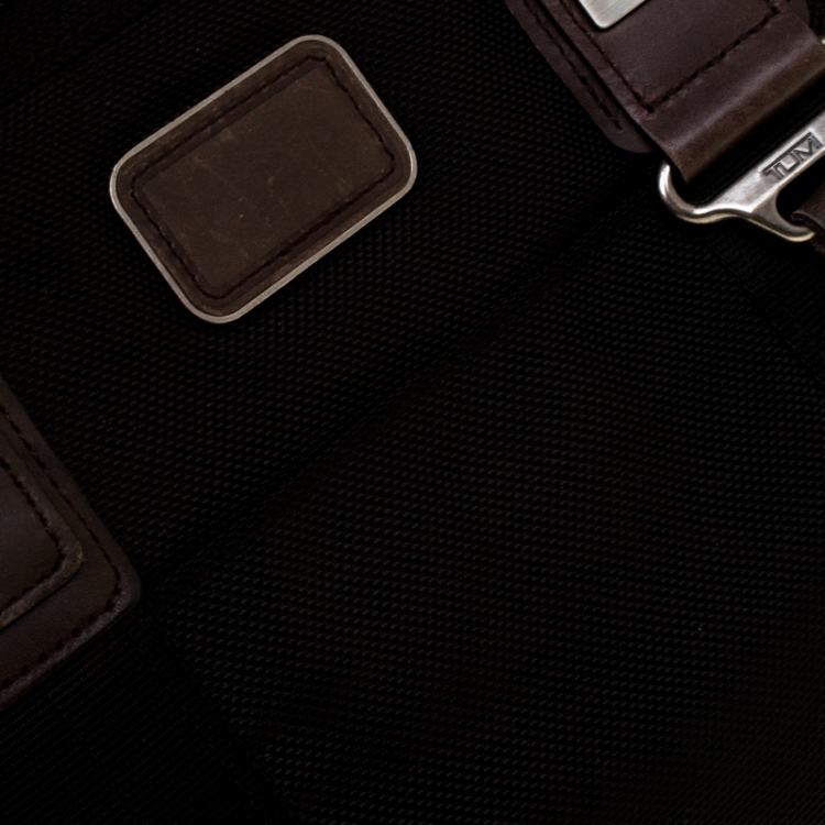 Pre Owned Tumi Black/Brown Fabric and Leather Briefcase