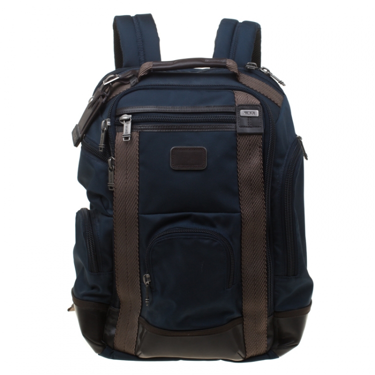 TUMI Navy Blue/Brown Nylon and Leather Alpha Bravo Shaw Backpack TUMI ...
