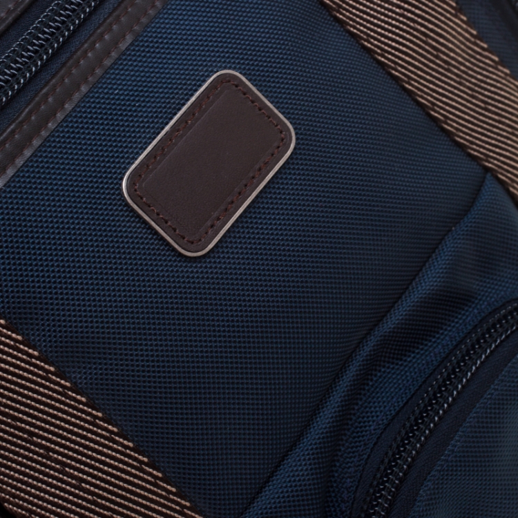 Pre Owned TUMI Navy Blue/Brown Nylon and Leather Alpha Bravo Shaw Backpack