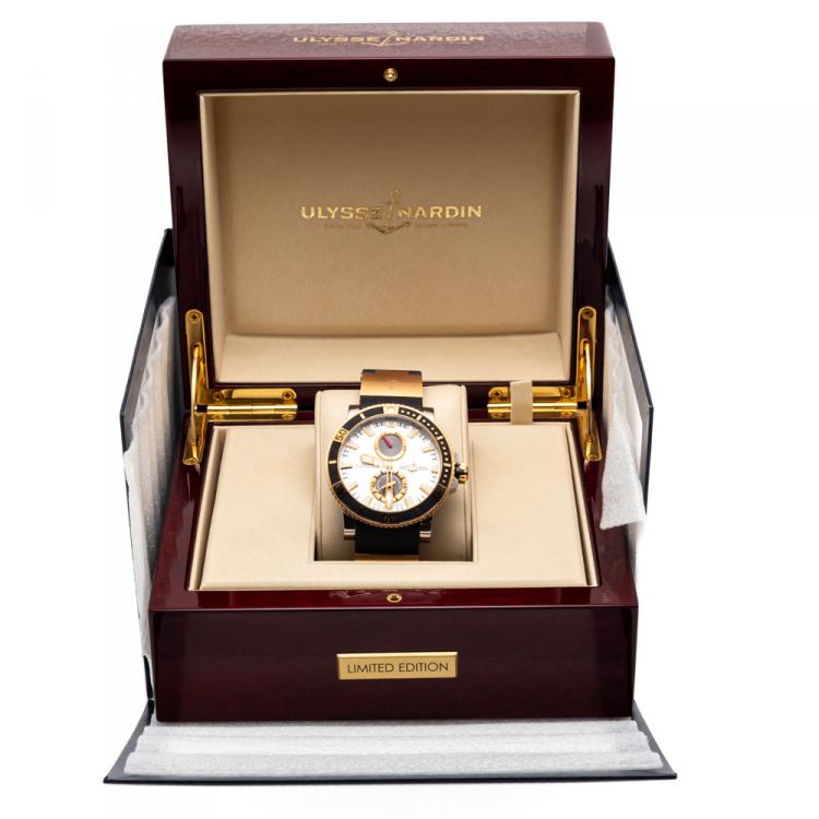 Pre Owned Ulysse Nardin Silver Maxi Marine Diver Titanium & Rose Gold Men's Watch 45MM