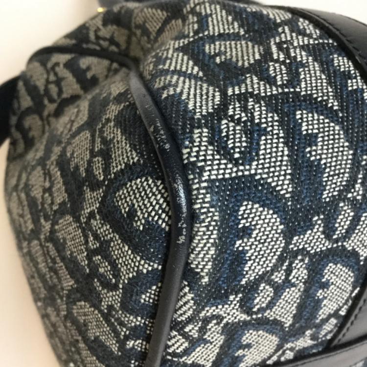 Pre Owned Dior Navy Diorissimo Trotter Small Boston Bag