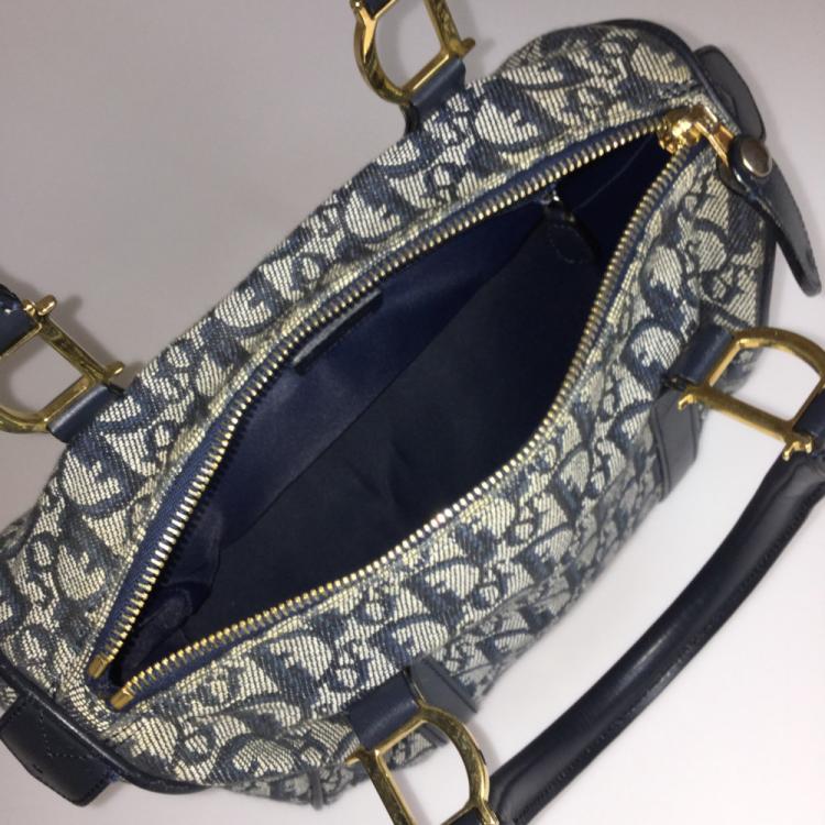Pre Owned Dior Navy Diorissimo Trotter Small Boston Bag