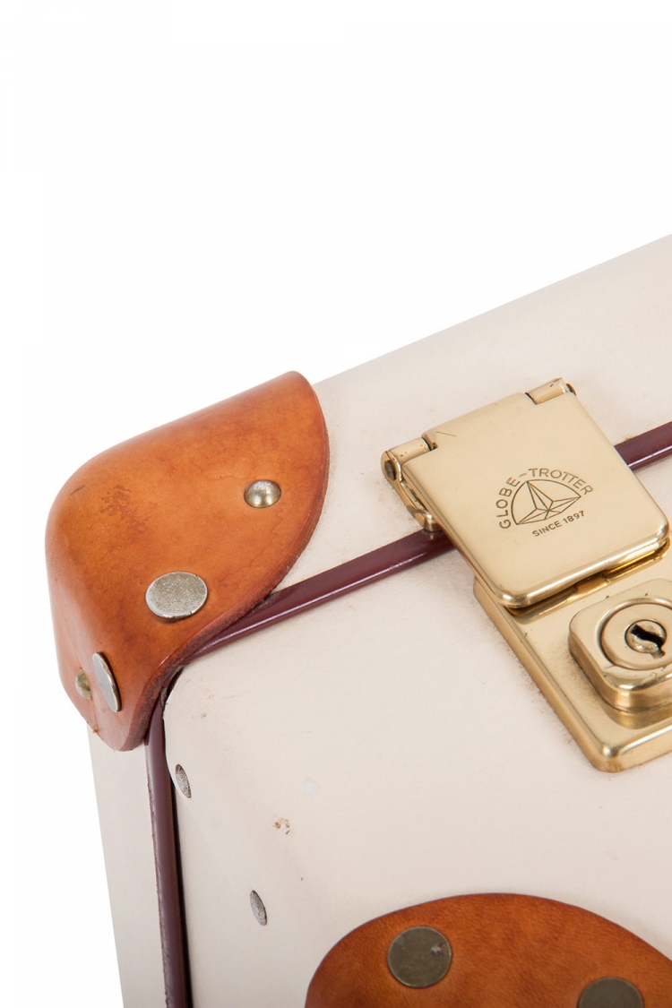 Pre Owned Globe Trotter Cream/Brown Plastic and Leather Safari Air Cabin Case Luggage