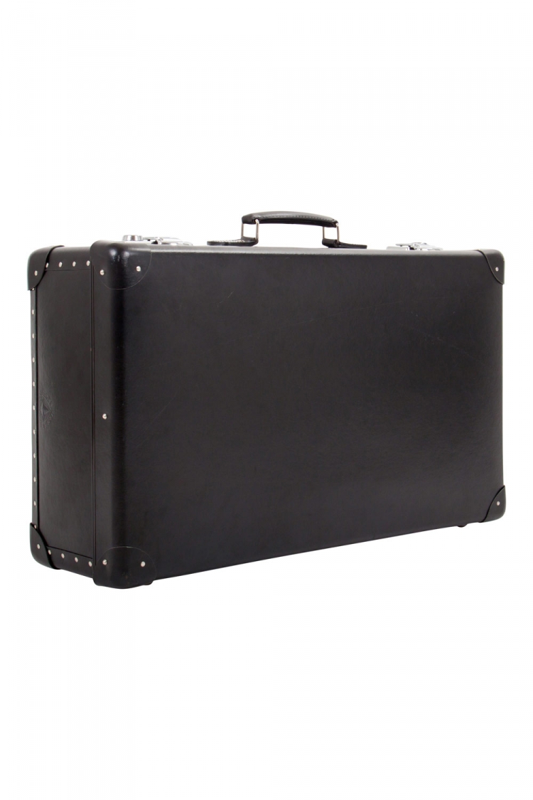 Pre Owned Globe-Trotter Black Plastic and Leather Original 26 Suitcase Luggage