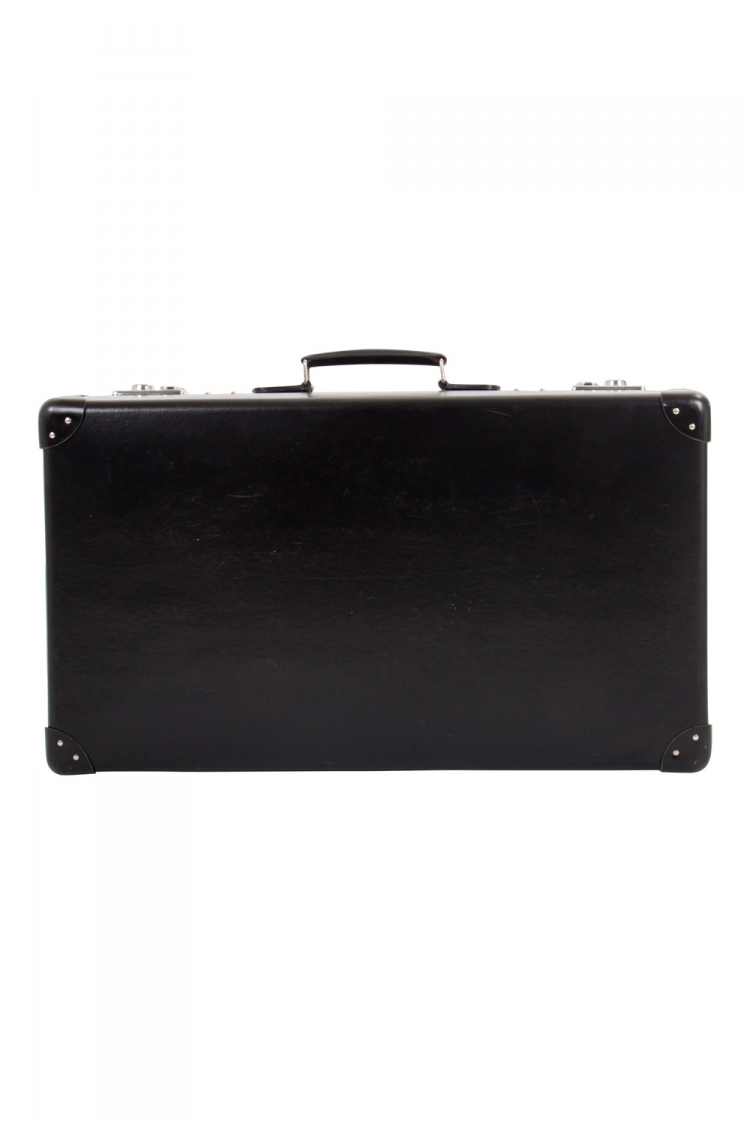 Pre Owned Globe-Trotter Black Plastic and Leather Original 26 Suitcase Luggage