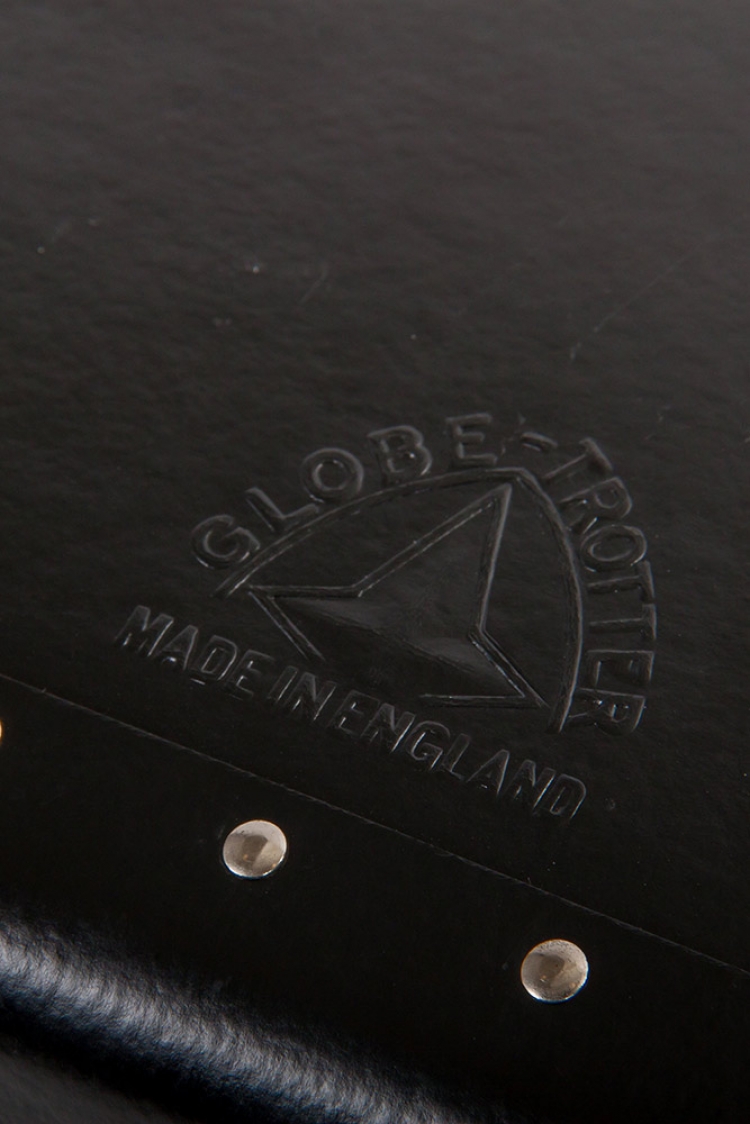Pre Owned Globe-Trotter Black Plastic and Leather Original 26 Suitcase Luggage