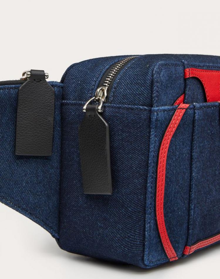 Pre Owned Valentino Blue Denim VLOGO Belt Bag