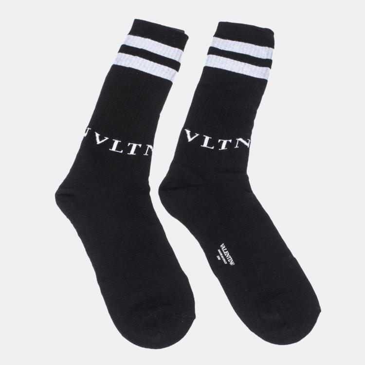 Valentino Black/White Cotton VLTN Socks Size S/M Valentino | TLC