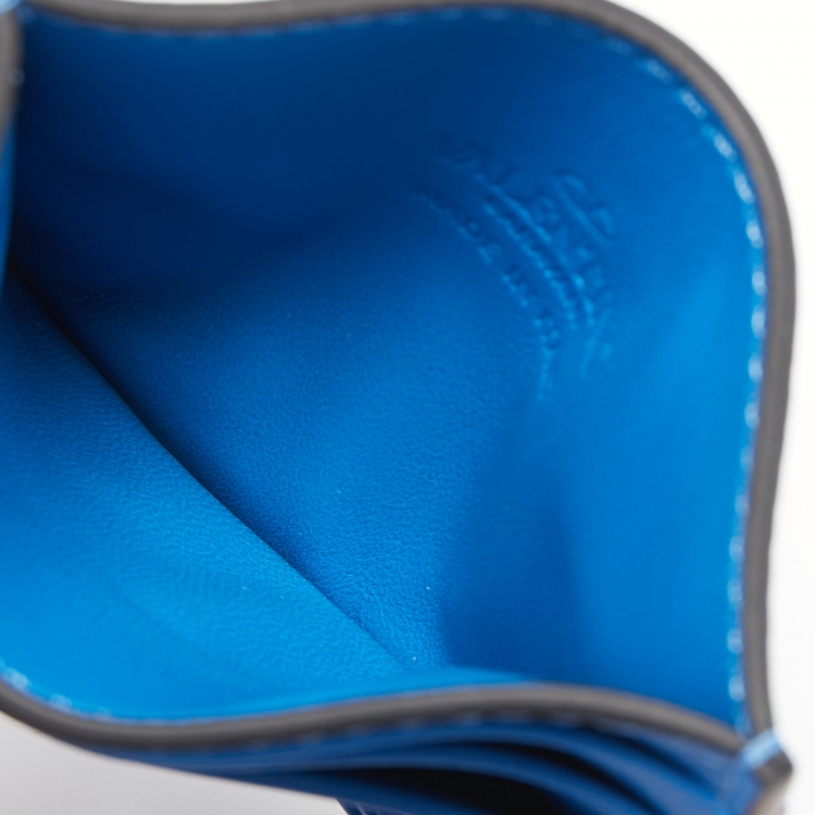 Pre Owned Valentino Blue Leather Vlogo Card Holder 
