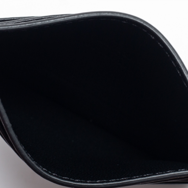 Pre Owned Valentino Black Leather VLTN Logo Card Holder