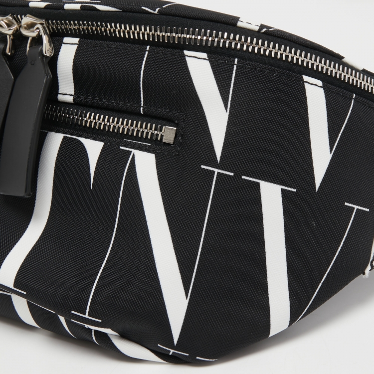 Pre Owned Valentino Black Nylon VLTN Times Belt Bag
