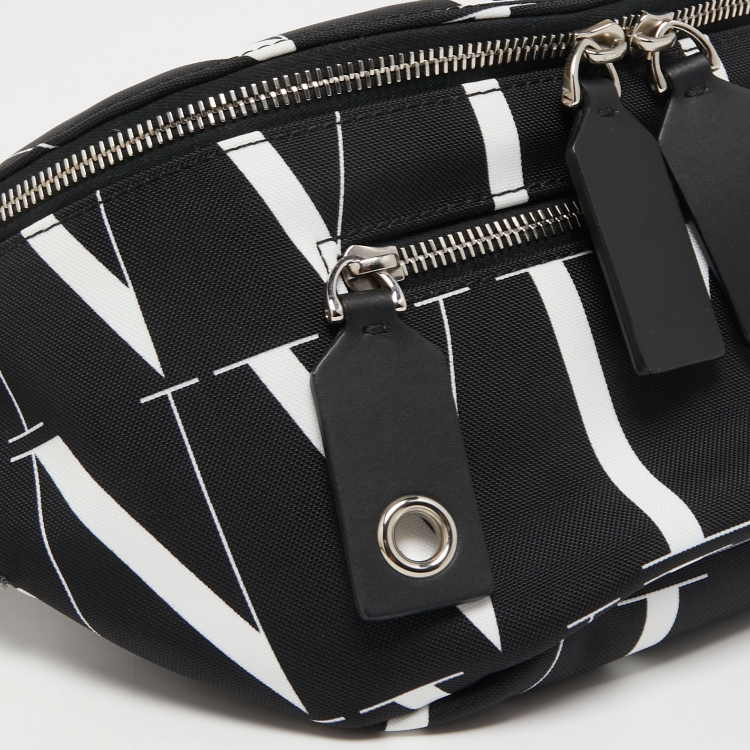 Pre Owned Valentino Black Nylon VLTN Times Belt Bag