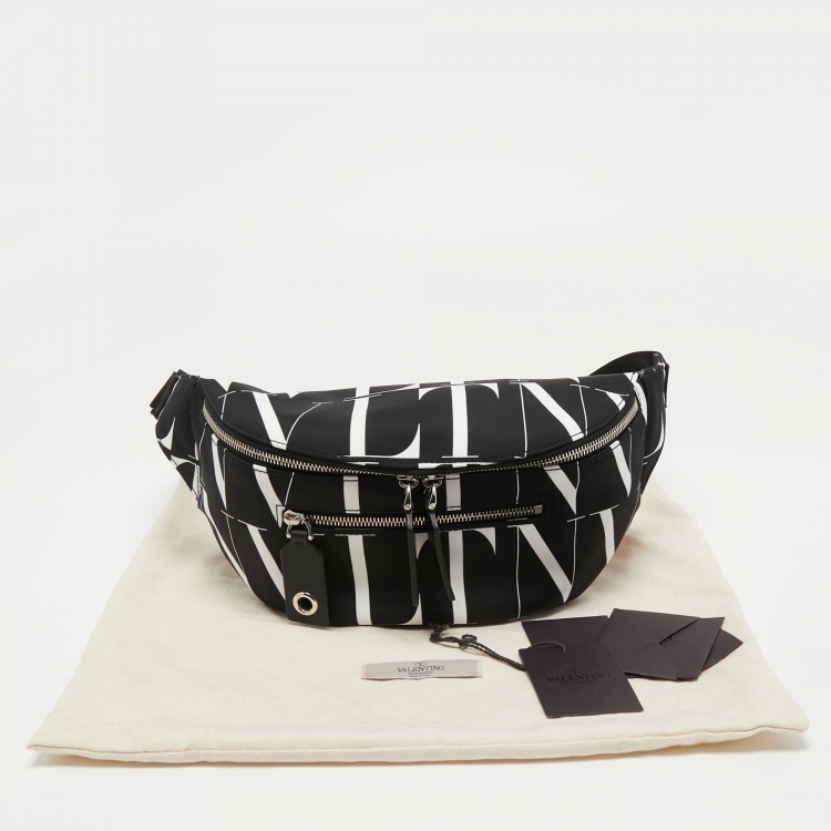 Pre Owned Valentino Black Nylon VLTN Times Belt Bag