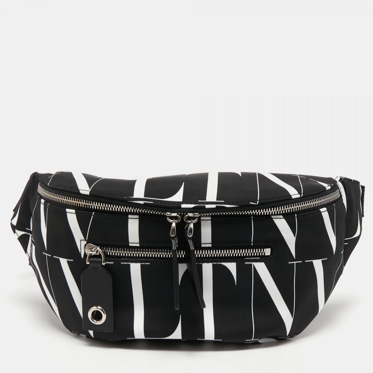 Pre Owned Valentino Black Nylon VLTN Times Belt Bag