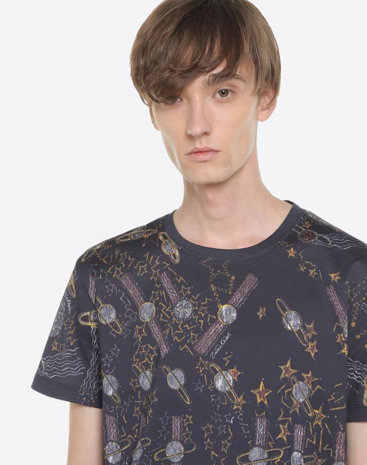 Pre Owned Valentino Cosmo Zandra Lunar Punk Printed Cotton Crew Neck T-Shirt XL