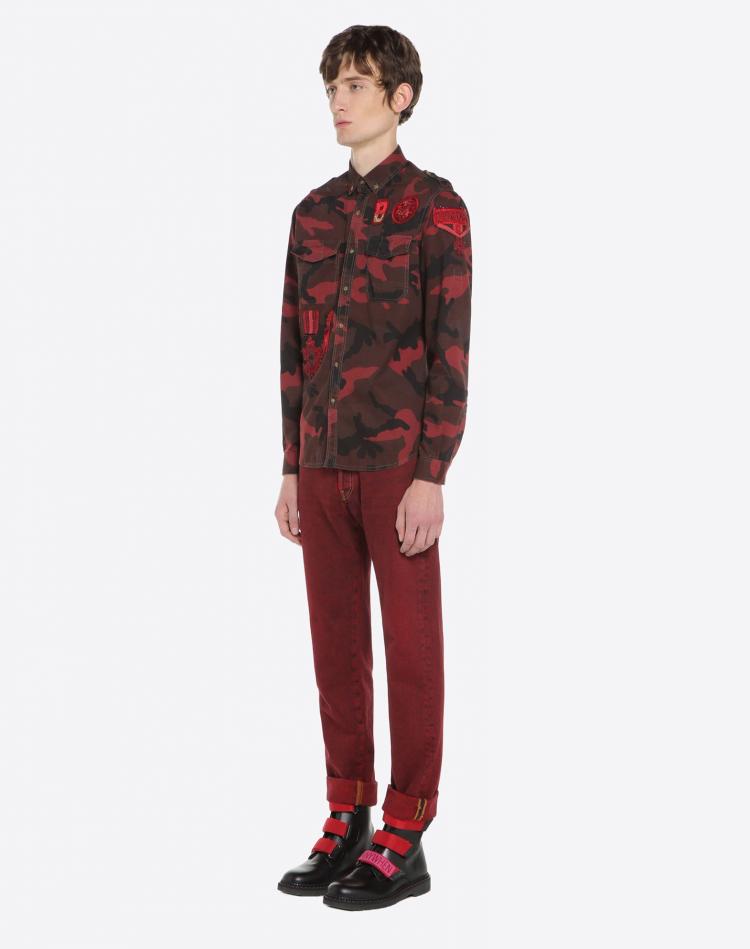 Pre Owned Valentino Army Camouflage Printed Military Embroidery Long Sleeve Shirt XS