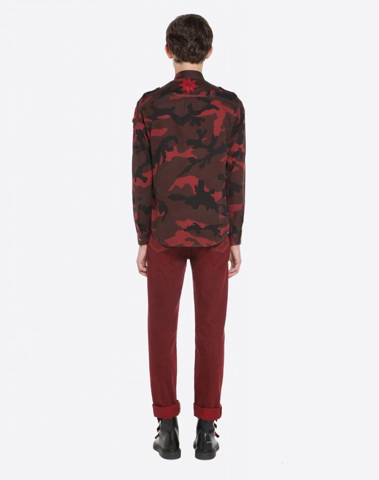 Pre Owned Valentino Army Camouflage Printed Military Embroidery Long Sleeve Shirt XS