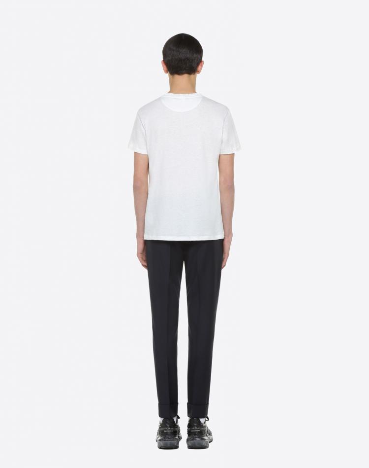 مملوكة مسبقًا Valentino Bianco Concert Printed Cotton Crew Neck T-Shirt S
