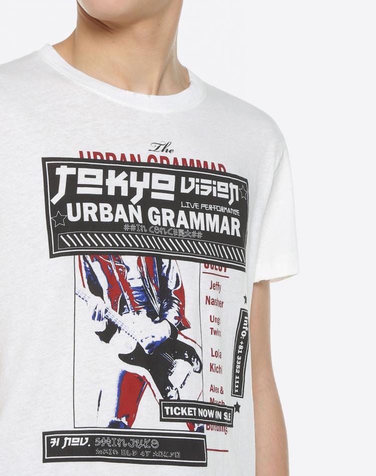 مملوكة مسبقًا Valentino Bianco Concert Printed Cotton Crew Neck T-Shirt S