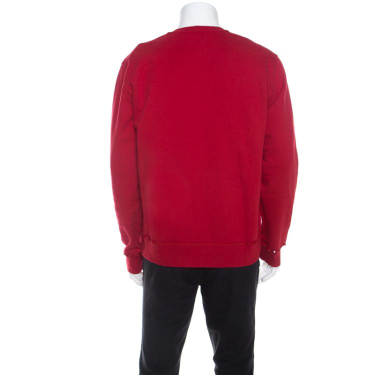 مملوكة مسبقًا Valentino Rosso Cotton Rockstud Embellished Sweatshirt M