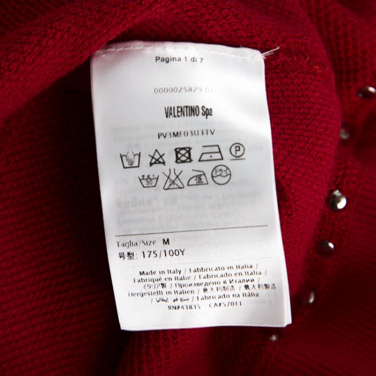 مملوكة مسبقًا Valentino Rosso Cotton Rockstud Embellished Sweatshirt M
