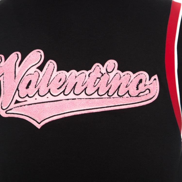 Pre Owned Valentino Black Stripe Cotton Polo T-Shirt L